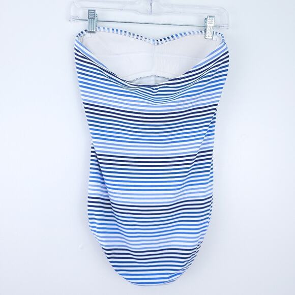 Tommy Bahama Don't Fade Away Shirred Bandeau One Piece Marina Size 8 Blue White - Picture 2 of 7